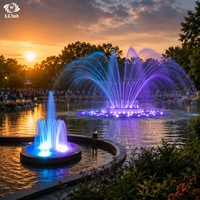 Fontaine musicale grand format Water Crown pour parc public urbain avec jets d'eau dynamiques et contrôle intelligent