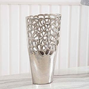 Florero grande de plata hecho a mano, suministros para eventos, maceta elegante, decoración Interio, exhibición de suelo, jarrón elegante decorativo de aluminio - Product Image 2