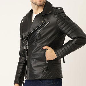 Chaqueta de cuero con soporte y cremallera completa para hombre, color liso teñido, hecho a medida, impermeable, ecológico, de alta calidad - Product Image 2