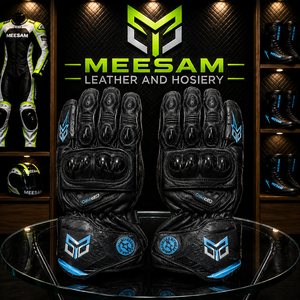 ถุงมือหนังสำหรับขี่มอเตอร์ไซค์ MEESAM LEATHER HOSIERY รุ่นใหม่ ปี 2027 แบบเต็มนิ้ว ระบายอากาศได้ดี พร้อมแถบตีนตุ๊กแก - Product Image 4
