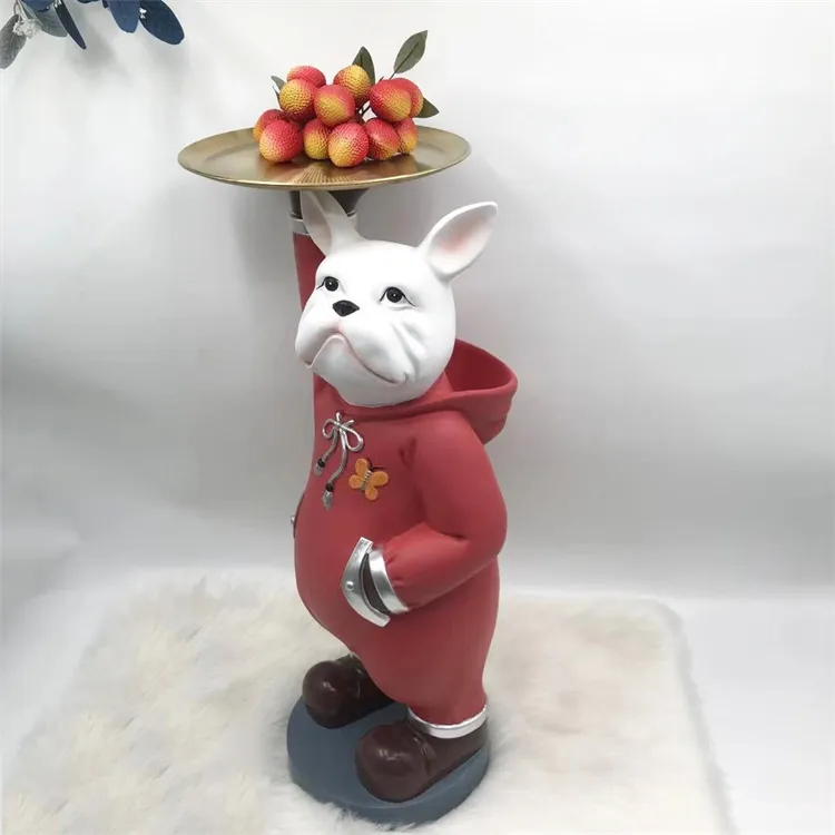 2024 Wholesale Cool Bulldog Statue Figurine Decorations Fruit Tray Gift Fashion Sculpture Storage Indoor Home Decor