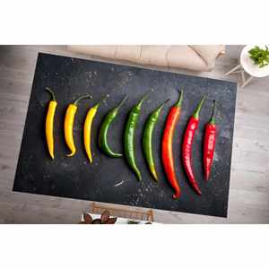 Tapis imprimé aux couleurs vives - Tapis moderne pour cuisine et extérieur, tapis fin non tissé - Product Image 1