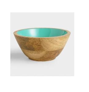 Cuenco de madera de Acacia con estampado verde, cuenco de servicio de diseño moderno esmaltado impreso y frutero para utensilios de cocina - Product Image 1