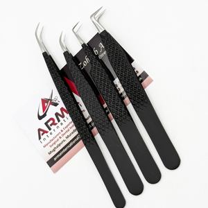 Pince à épiler d'extension de cils enduite noire de vente chaude pince à épiler d'isolation de cils à forte adhérence testée à la main avec logo - Product Image 6