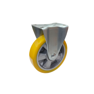 Rueda giratoria rígida con rodamiento de bolas de PU de poliuretano amarillo de 5 pulgadas - Product Image 1