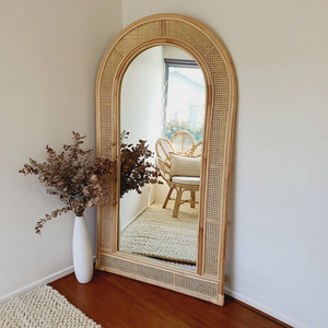 Meilleure vente de miroir de sol en rotin naturel miroir mural vintage pour la décoration d'hôtel à la maison fabriqué au Vietnam - Product Image 1