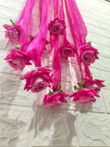 Guirlande de roses pour décoration de mariage, élégante décoration murale florale avec rubans en tulle et ficelle en tissu pour fond de scène, plafond, décoration d'événements - Product Image 6