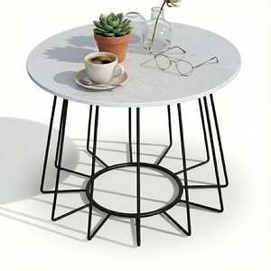 Table basse ronde avec plateau en céramique et structure en fer, catégorie de produits manteaux pour femmes TT68238 - Product Image 1