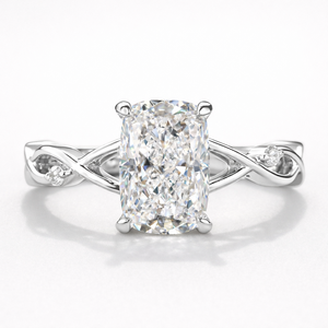 Radiant Cut Moissanite Diamond Engagement <b>Ring</b> 14K Gold Elegant Wedding Band - Product Image 2