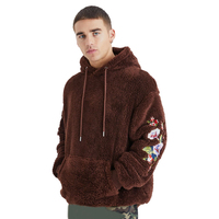 Sweat à capuche surdimensionné pour homme personnalisé avec poche avant, design cornes, tissu en polaire sherpa, écologique, unisexe