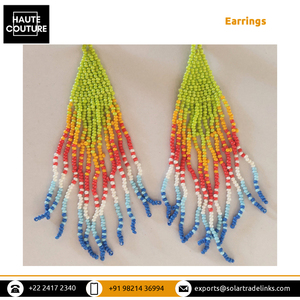 La Mejor Oferta en Pendientes de Mujer Hechos a Mano con Borlas de Crisantemo Verde de 13 cm de Largo y Cuentas, para Usar en la Playa o al Aire Libre, a Bajo Precio - Product Image 5