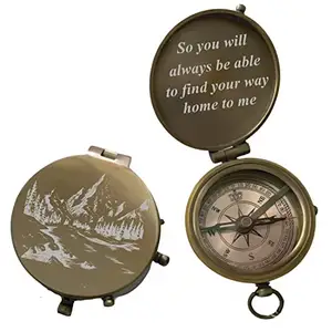 Outdoor Compass Nautical Brass Zitat Poesie Kompass mit Kette in Holzkiste Handgemachtes Geschenk Messing Kompass Antik mit Shi