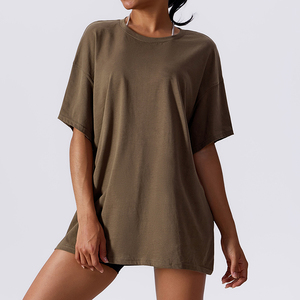 Camiseta extragrande de verano de alta calidad con logotipo personalizado OEM para mujer, camiseta de manga corta para gimnasio, entrenamiento, fitness, yoga, ropa de manga corta - Product Image 1