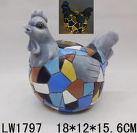 Lampe solaire en polyrésine tendance, modèle sur pied, motif coq avec mosaïque, multicolore, à LED chaud, pour éclairage et décoration de jardin