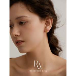 Orecchini a Perno Trendy con Nodo Religioso in Rame Placcato Oro e Lega, Cerchio Geometrico con Diamante e Perla come Pietra Principale - Product Image 2