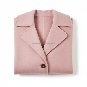 Abrigo de Lana Rosa Claro Cruzado para Mujer, Fabricante OEM y de Marca Privada - Product Image 6