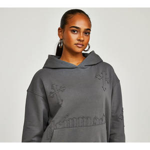 Conjunto de chándal Jogger con logotipo personalizado 2025 para mujer, Sudadera con capucha y pantalones de chándal, chándal informal ecológico - Product Image 3