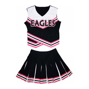 Uniforme de cheerleading personnalisé rose et noir, logo personnalisé, filles, équipe junior, compétition, tenue de cheerleading, polyester respirant, vente en gros - Product Image 1