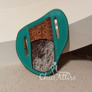 Gaine de couteau turquoise en cuir usiné de qualité extrême ceinture personnalisée gaine de couteau de trappeur porte-couteaux en cuir de vachette véritable - Product Image 1