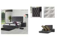 Base de lit king-size double de luxe moderne européenne avec rangement et canapé-lit rembourré