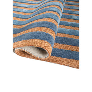 Alfombra Caliedo de Lana y Viscosa Hecha a Mano con Diseño de Rayas Rojas y Naranjas para Sala de Estar, Pasillo, Rectangular, 4m de Ancho, Modelo Tnq-3320 - Product Image 2