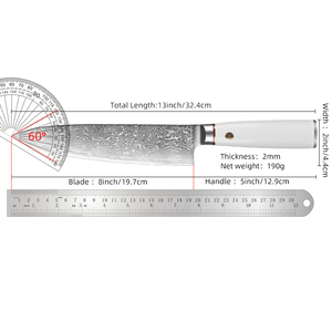 Cuchillo de Chef de Damasco hecho a mano profesional personalizado al por mayor mango blanco calidad premium servicio OEM ODM cuchillo de cocina - Product Image 6
