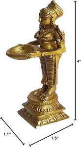 ของตกแต่งบ้านและห้องครัวคู่ทำจากทองเหลือง Deeplaxmi Showpiece สำหรับตกแต่ง Pooja Aarti - Product Image 6