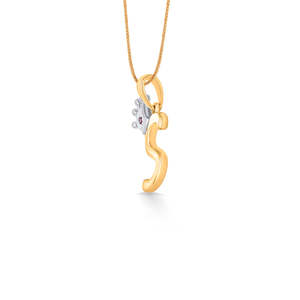 Pendentif en or jaune Alphabet S pour femmes avec accents de cristal et de diamants - Product Image 3