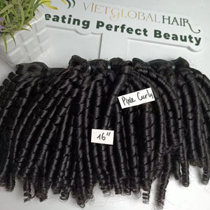 Paquete de cabello humano crudo de trama doble rizado de alta calidad Super Double Drawn No enredado o cabello procesado Precio al por mayor - Product Image 3