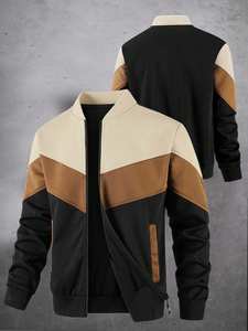 Blouson Bomber Unisexe Vintage Personnalisé à Fermeture Éclair, Col Montant, Bouton Unique, Hiver, Couleur Unie, Broderie Avant Épaisse - Product Image 4