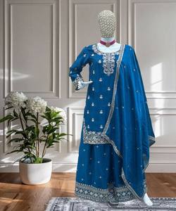 NUEVA LLEGADA CHINON SECUENCIA DE BORDADO DE SECUENCIA TOP DE TRABAJO PALAZZO CON DUPATTA ROPA DE BODA PRECIO AL POR MAYOR ROPA ÉTNICA - Product Image 1