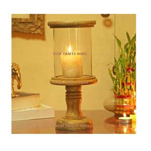 Mode élégant bougeoir décoratif support en bois de luxe moderne avec couvercle de bougie en verre ensemble décorations de table de mariage bougie - Product Image 1