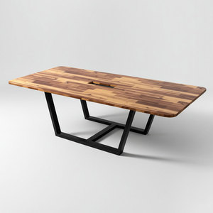 BH68030 Industrial Style Acacia Wood Meeting <b>Table</b> 240x120cm with Iron Legs for Conference Rooms and <b>Offices</b> - Product Image 1
