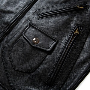 Veste de motard classique pour hommes de haute qualité manteau en cuir véritable en cuir de vachette avec doublure en duvet et laine de haute qualité - Product Image 3