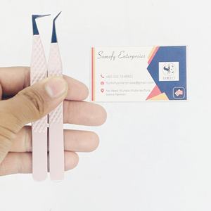 Pinces à cils professionnelles en acier inoxydable, pinces à cils en nano-diamant, pinces à cils pour extensions de cils, pointe en fibre à 90 degrés, volume durable - Product Image 6