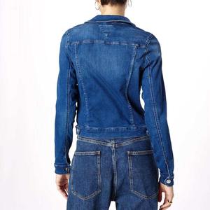 แจ็คเก็ตยีนส์ทรงบอมเบอร์ผู้หญิงสุดหรู สีเดียว รุ่นใหม่ คุณภาพสูง ระบายอากาศได้ดี ผ้าฝ้ายถัก กันน้ำ ติดกระดุม ซักแล้ว - Product Image 4