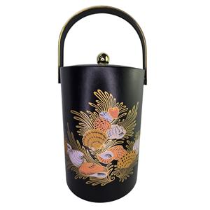 Seau à glace à imprimé floral noir pour la présentation, bar à domicile, utilisation par les invités, fêtes, événements, élégant refroidisseur de boissons de table, occasions de cadeaux - Product Image 1