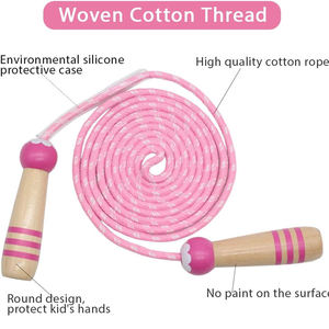 Cuerda para Saltar para Niños, Cuerda de Saltar de Algodón Ajustable de 7 Pies con Mango de Madera - Product Image 3