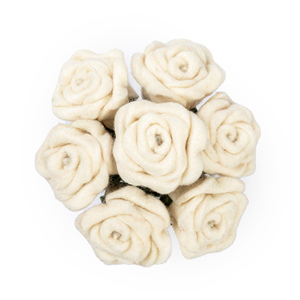 Rosas hechas a mano de lana de fieltro blanco respetuosas con el medio ambiente, duraderas, ligeras, flores decorativas, de Gracias Acción, boda, Navidad, decoración del hogar - Product Image 4
