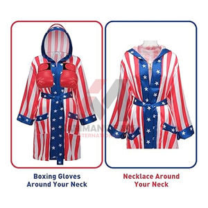 Disfraz de Boxeador para Hombre, Bata de Boxeo MMA con Capucha, Ligera, de Algodón, Disfraz de Campeón Luchador para Halloween y Cosplay - Product Image 3