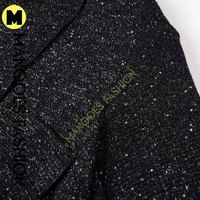 Veste matelassée brodée pour femme avec poches, ourlet extensible, nouvelle collection chic pour l'hiver, couleur noire, respirante, en toile de coton avec doublure en soie