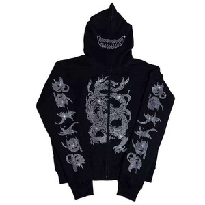 Venta al por mayor Streetwear personalizado hombres puff impresión Sudadera con capucha de gran tamaño con cremallera completa Sudadera con capucha puff impresión 3D Sudadera con capucha Puff - Product Image 1