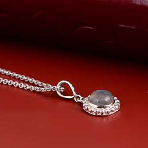 Labradorite Brass <b>Bedded</b> Pendant Silver Plated Geometric Wholesale Pendant - Product Image 3