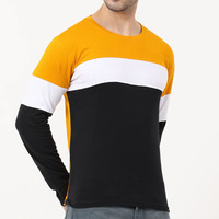 T-shirt moderne pour homme à manches longues, conçu avec des panneaux de couleur distinctifs et un tissu léger pour un confort quotidien