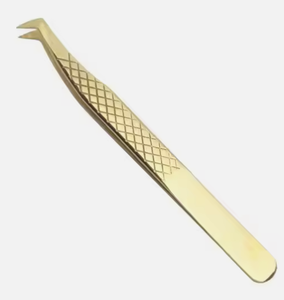 Pinzas de extensión de pestañas recubiertas de plasma dorado - Product Image 6