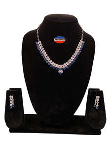 Collier vintage en acier inoxydable et boucles d'oreilles, ensemble de bijoux pour femmes, diamants, haute qualité, cadeau, fête et fiançailles - Product Image 4