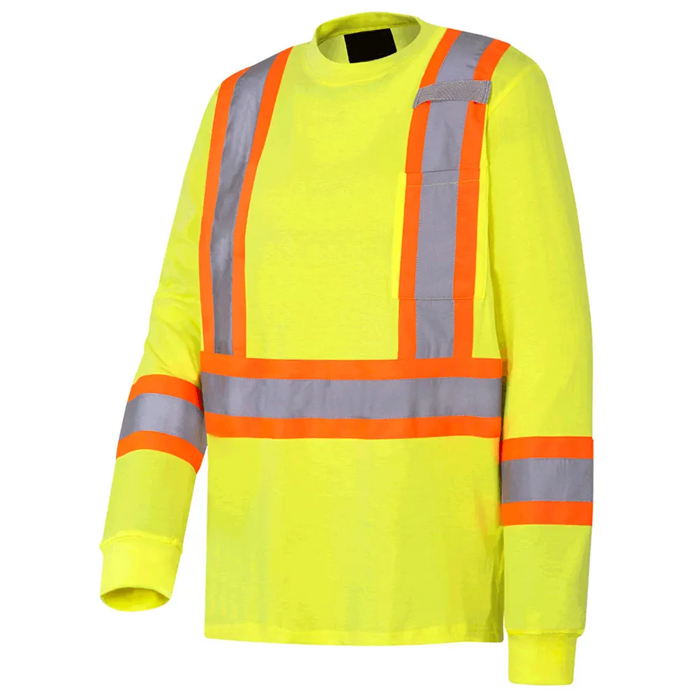 ขายส่งแขนยาว OEM Workwear เสื้อยืดความปลอดภัย Hi Vis แห้งเร็วงานสะท้อนแสงก่อสร้างเสื้อโปโลสะท้อนแสง