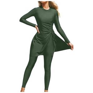 Traje de Baño Musulmán para Mujer, Cobertura Completa, Burkini de Manga Larga, Traje de Baño Modesto para Vacaciones en la Playa - Product Image 1