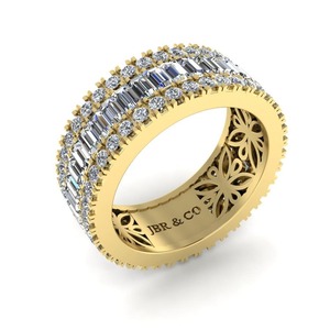 Top vendedor Baguette y Diamante redondo chapado en oro 925 Plata Pave Set banda de boda para mujeres moda de lujo a precio al por mayor - Product Image 2