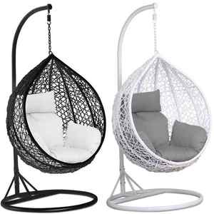 Outdoor Hanging Egg <b>Chair</b> <b>Swing</b> Steel Stand Set-All Weather Construction-Wicker <b>Rattan</b> <b>Swing</b>-Large Basket Design-Quick-Dry - Product Image 2